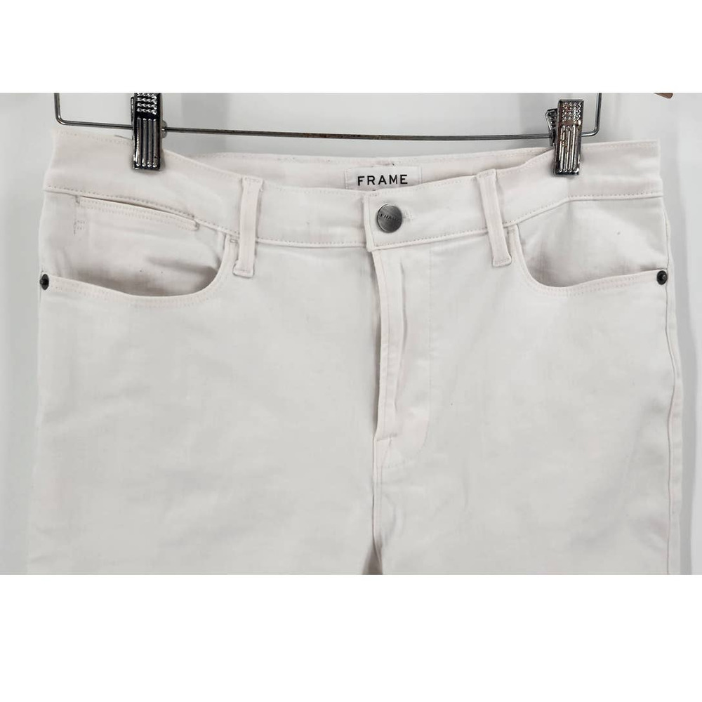 FRAME Le High Skinny White Raw-Hem Edge Jeans Size 31 - Picture 4 of 8